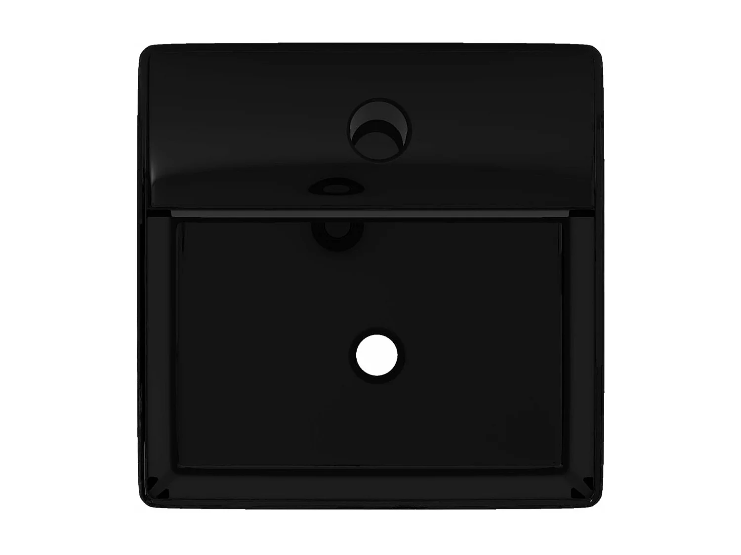Vasque rectangulaire à trou Noir en céramique pour salle de bain