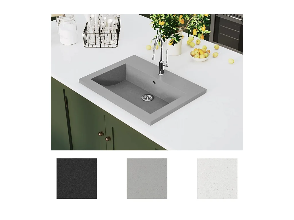 Granitspüle 600 x 450 x 120 mm Grau