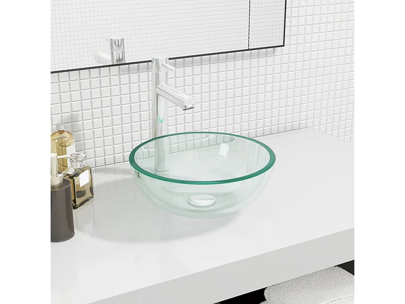 Lavabo Verre trempé 30x12 cm Transparent
