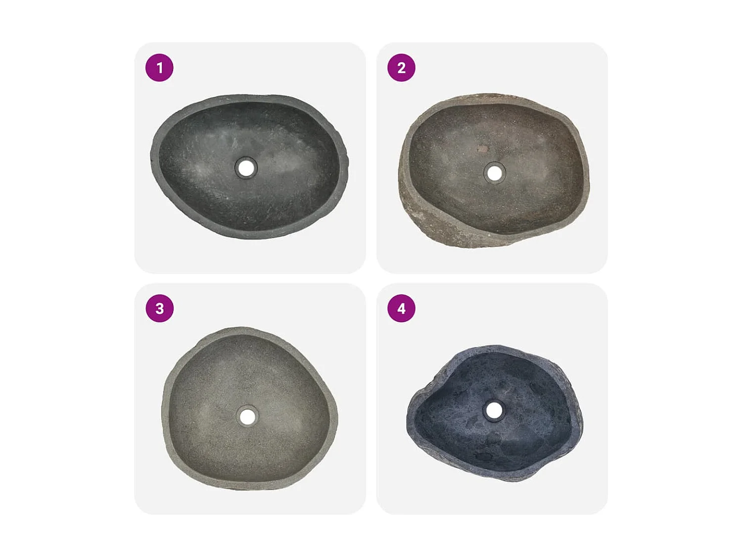 Lavabo in pietra di fiume Ovale (45-53)x(34-41) cm