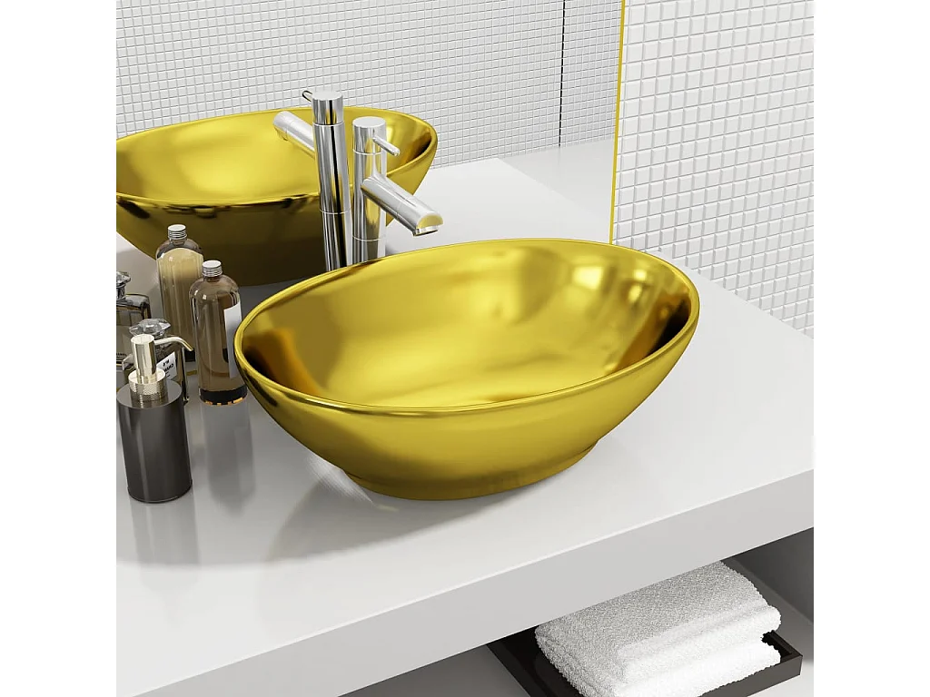 Lavabo 40  x 33 x 13,5 cm Céramique Doré