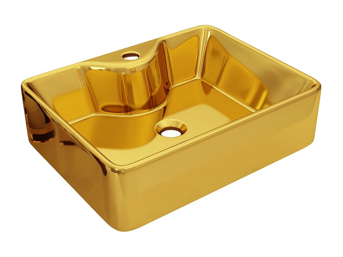 Lavabo avec trou pour robinet 48 x 37 x 13,5 cm Céramique Doré