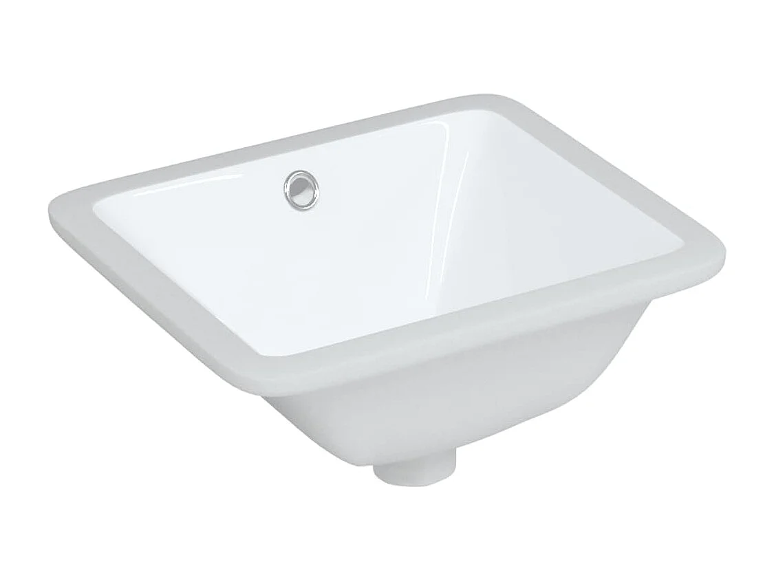 Évier de salle de bain blanc rectangulaire céramique