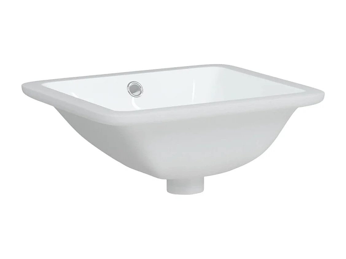 Évier de salle de bain blanc rectangulaire céramique