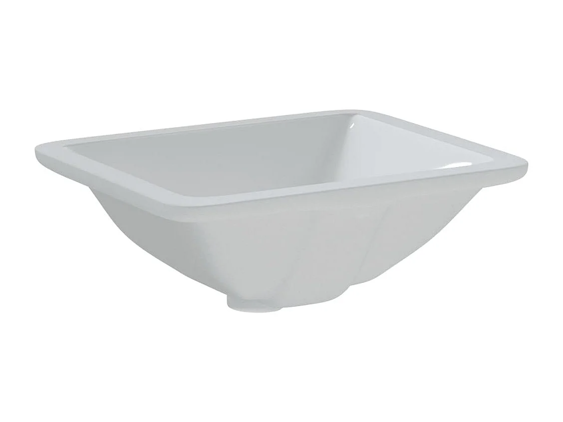Évier de salle de bain blanc rectangulaire céramique