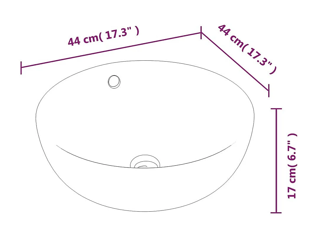 Lavabo blanc 44x17 cm céramique rond