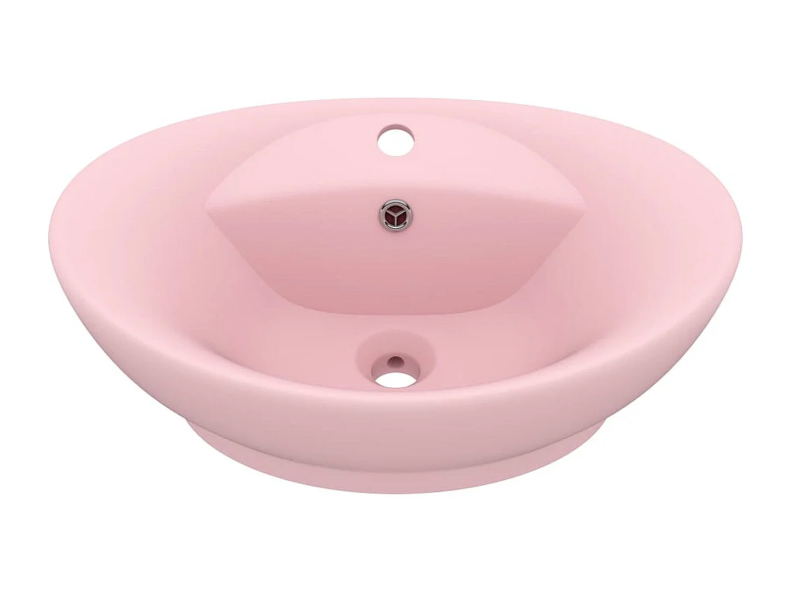 Lavatório oval luxuoso com transbordamento rosa mate 58,5x39 cm Cerâmica