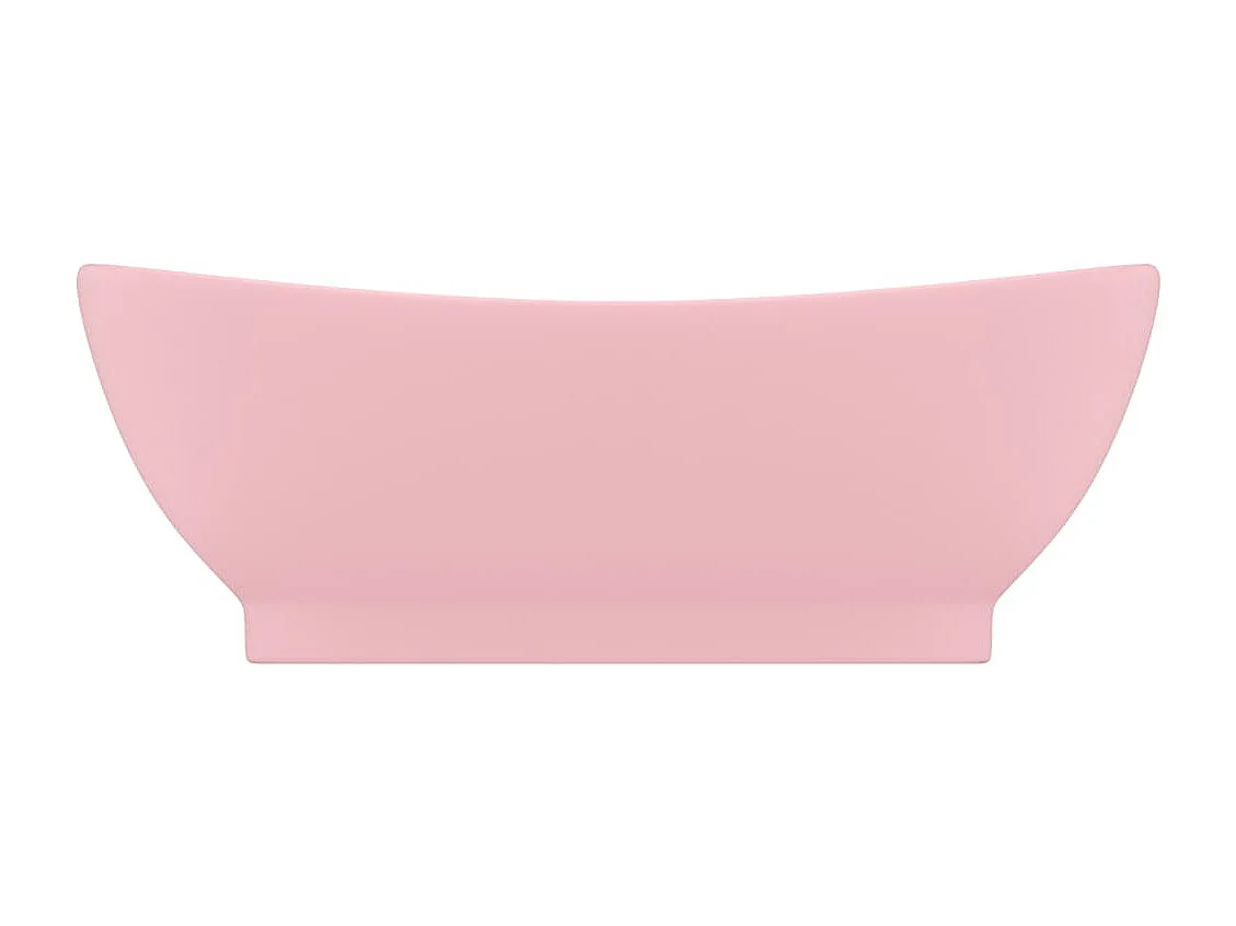 Lavatório oval luxuoso com transbordamento rosa mate 58,5x39 cm Cerâmica