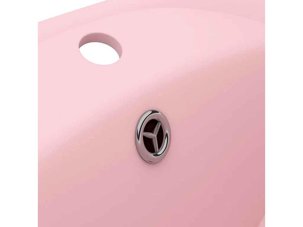 Lavatório oval luxuoso com transbordamento rosa mate 58,5x39 cm Cerâmica