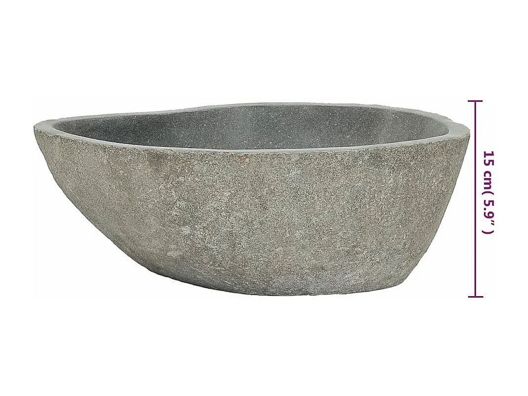 Pia de pedra de rio Oval (37-46)x(29-36) cm