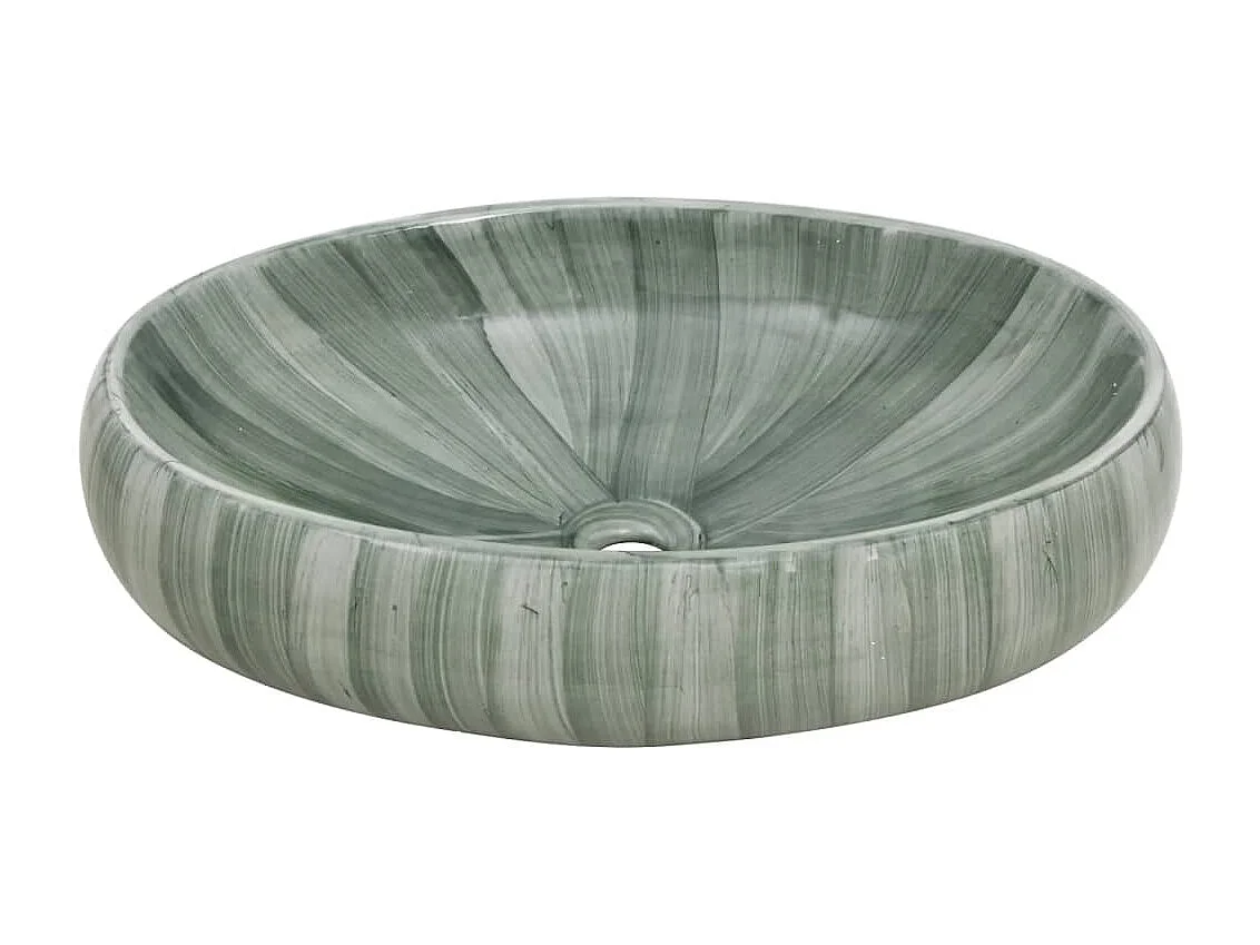 Lavabo sobre encimera ovalado verde 59x40x15 cm cerámico