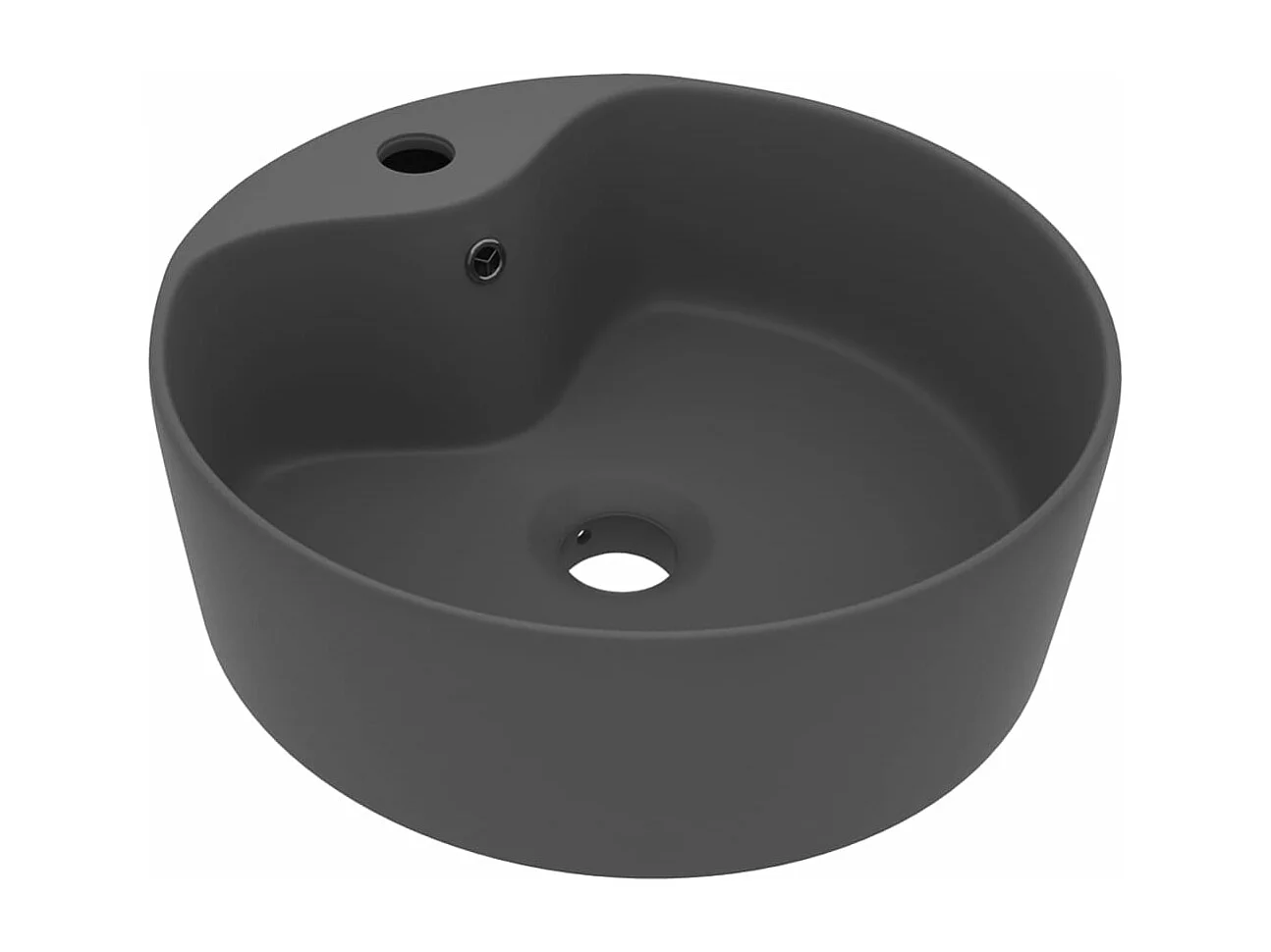 Lavabo de luxe avec trop-plein Gris foncé mat 36x13cm Céramique