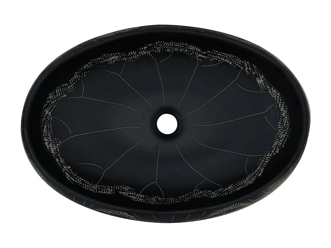 Vasque à poser noir ovale 59x40x15 cm céramique