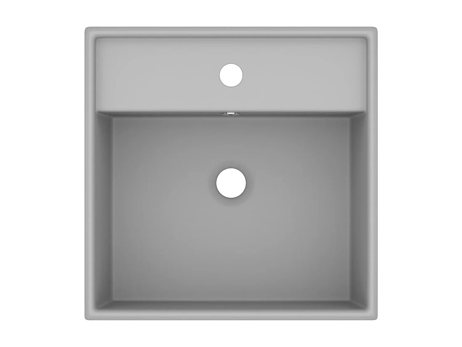 Lavatório quadrado com transbordamento cinza claro fosco 41x41 cm Cerâmica