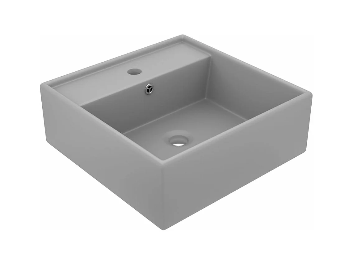 Lavabo quadrato con troppopieno Grigio chiaro opaco 41x41 cm Ceramica