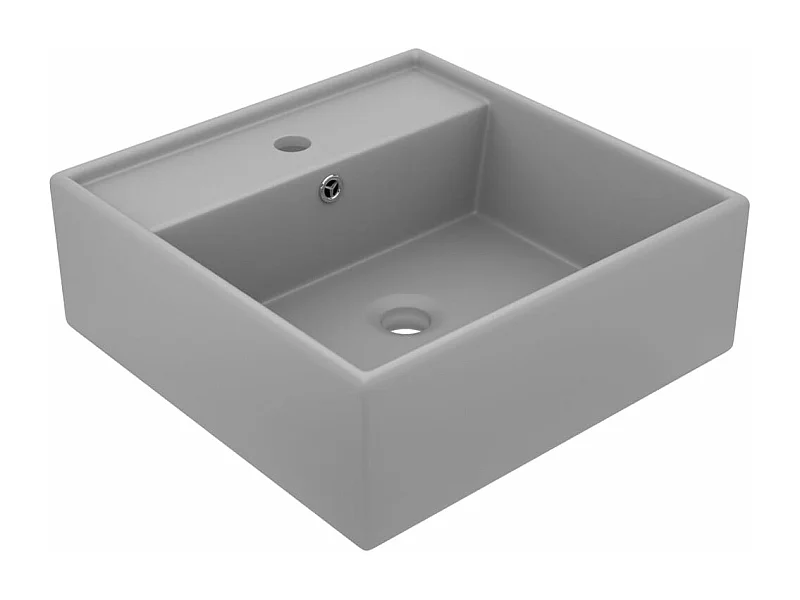 Lavabo carré à trop-plein Gris clair mat 41x41 cm Céramique