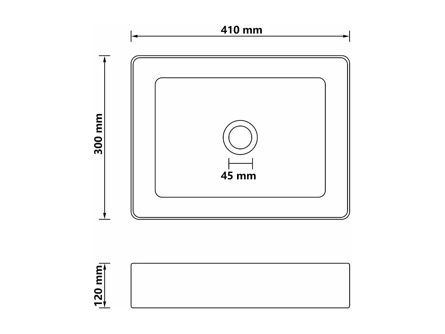 Pia luxuosa preta mate 41x30x12 cm cerâmica