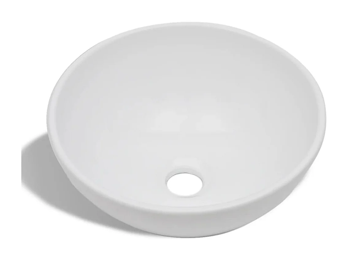 Lavabo de salle de bain avec mitigeur Céramique Rond Blanc
