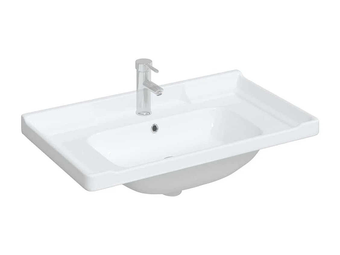 Évier de salle de bain blanc 81x48x23cm rectangulaire céramique