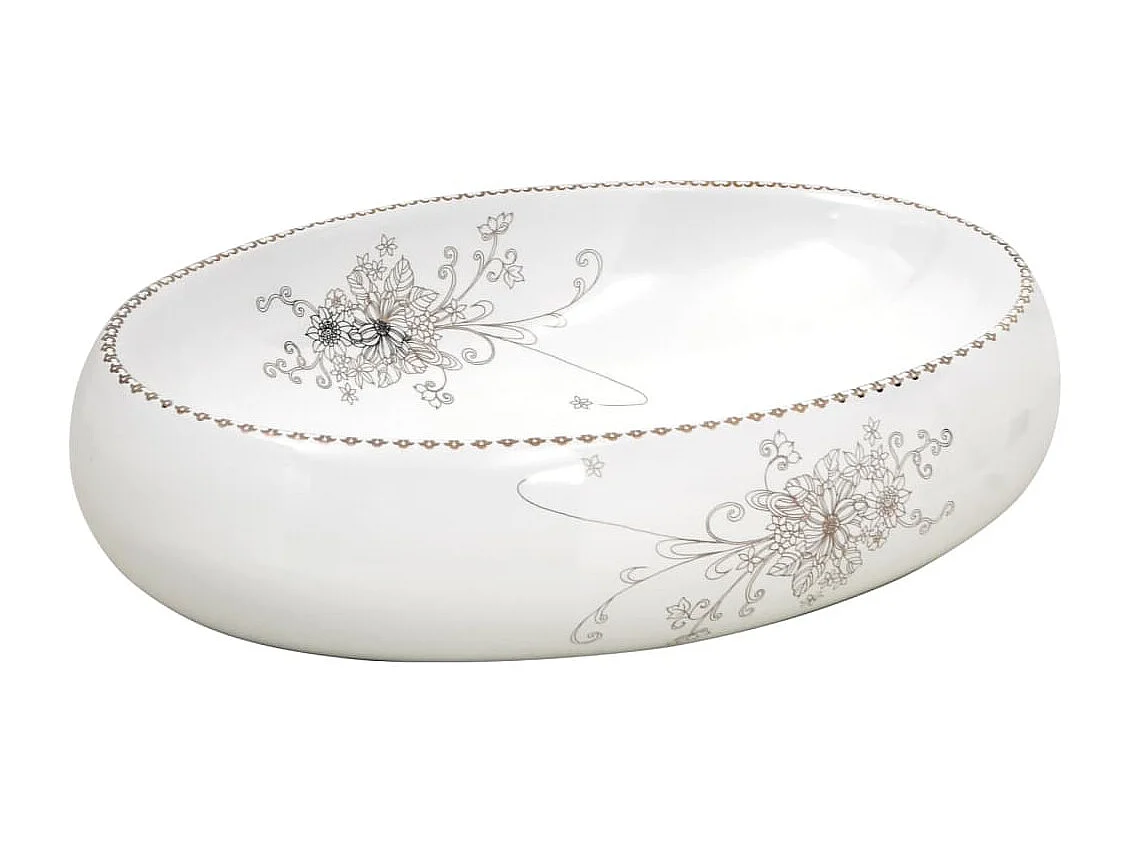 Vasque à poser blanc ovale 59x40x15 cm céramique