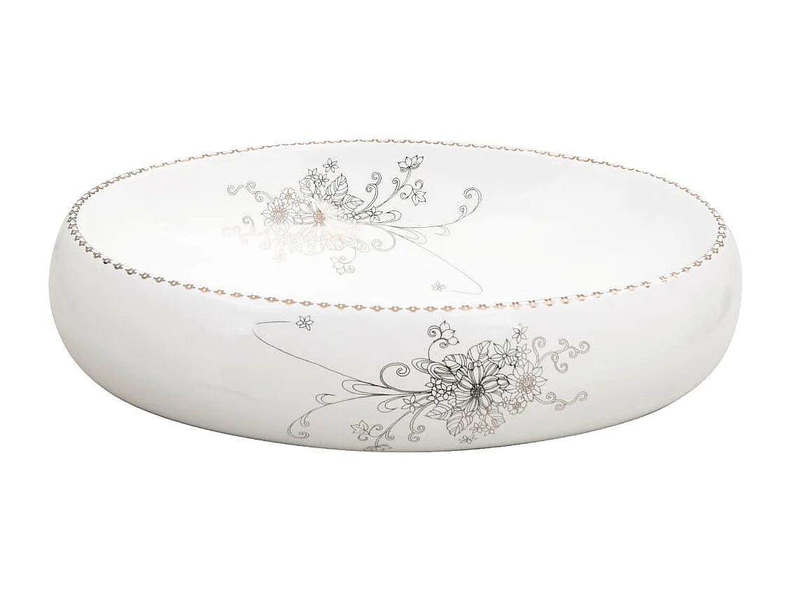 Vasque à poser blanc ovale 59x40x15 cm céramique