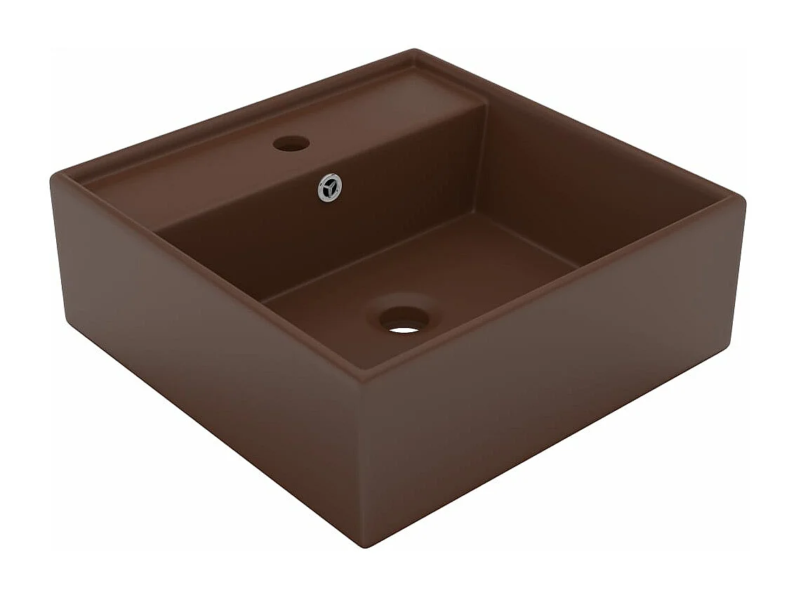 Lavabo quadrato con troppopieno Testa di moro opaco 41x41 cm Ceramica