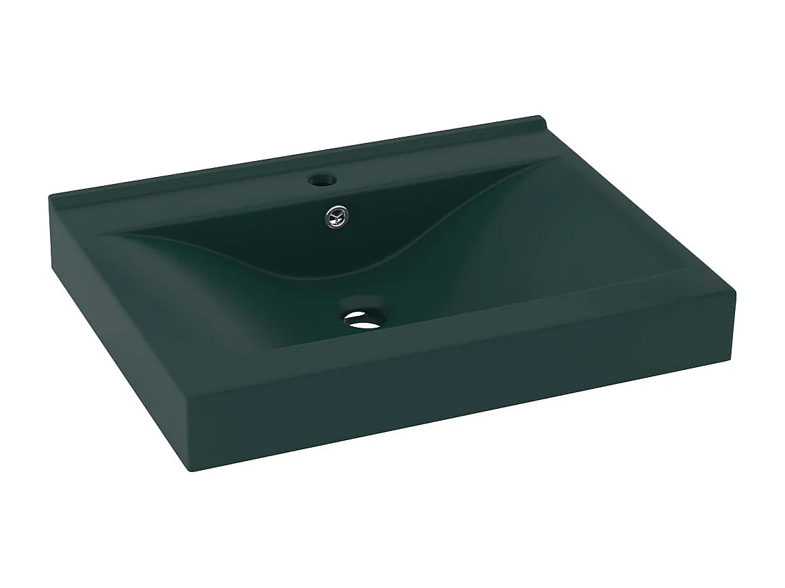 Lavabo avec trou de robinet Vert foncé mat 60x46 cm Céramique