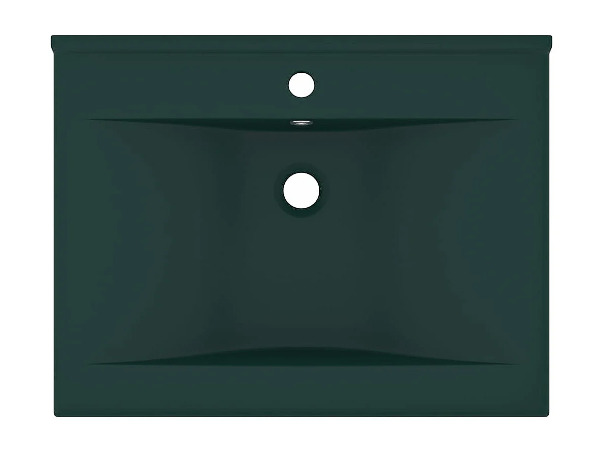 Lavabo avec trou de robinet Vert foncé mat 60x46 cm Céramique