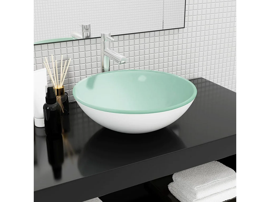 Lavabo in Vetro Temperato 42x14 cm Bianco