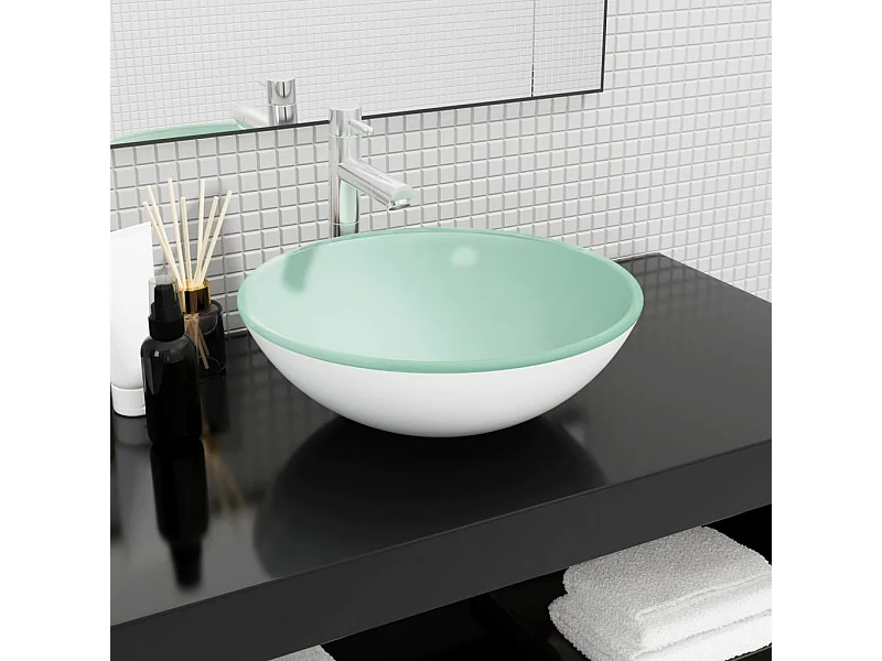 Lavabo in Vetro Temperato 42x14 cm Bianco