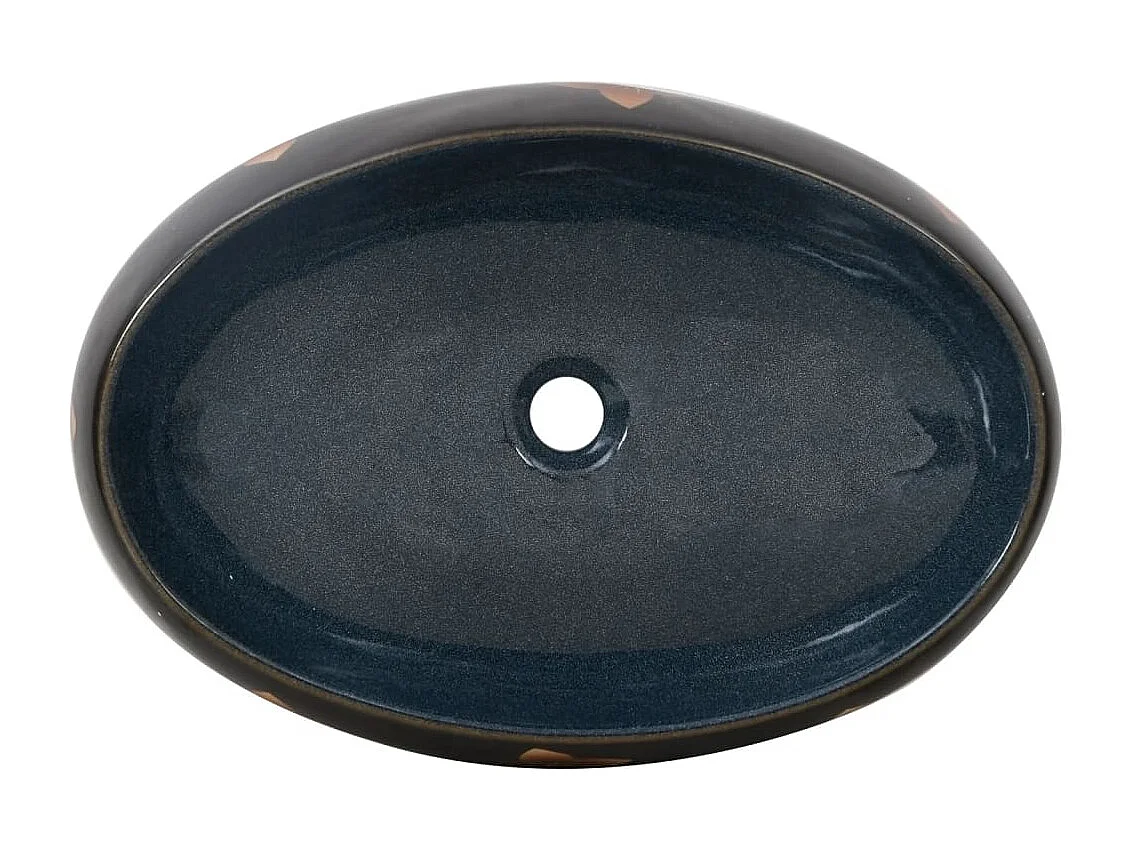 Vasque à poser noir et bleu ovale 59x40x15 cm céramique