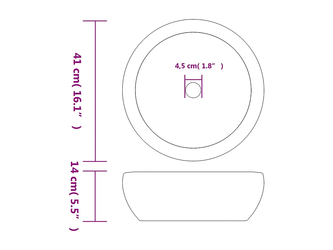 Lavabo da appoggio rotondo nero e blu Φ41x14 cm in ceramica