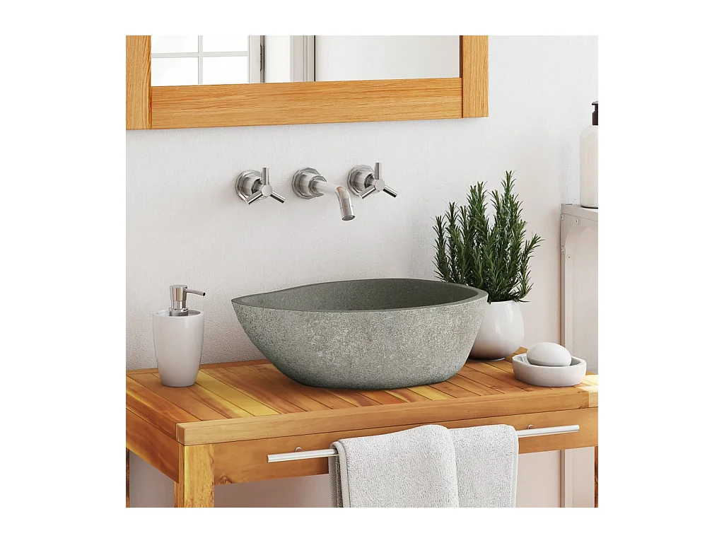 Lavabo en pierre de rivière Ovale (37-46)x(29-36) cm
