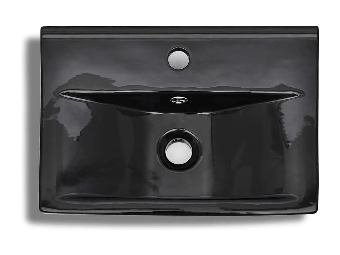 Lavabo con foro troppopieno/rubinetto In ceramica nera per bagno