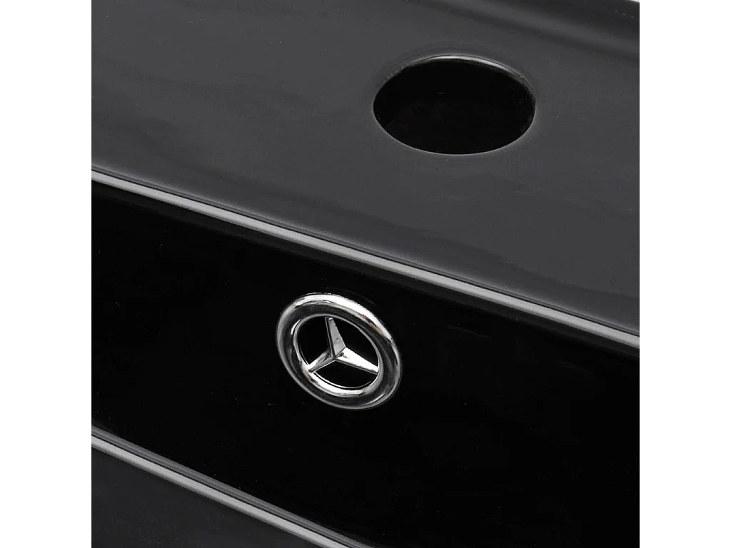 Lavabo con foro troppopieno/rubinetto In ceramica nera per bagno