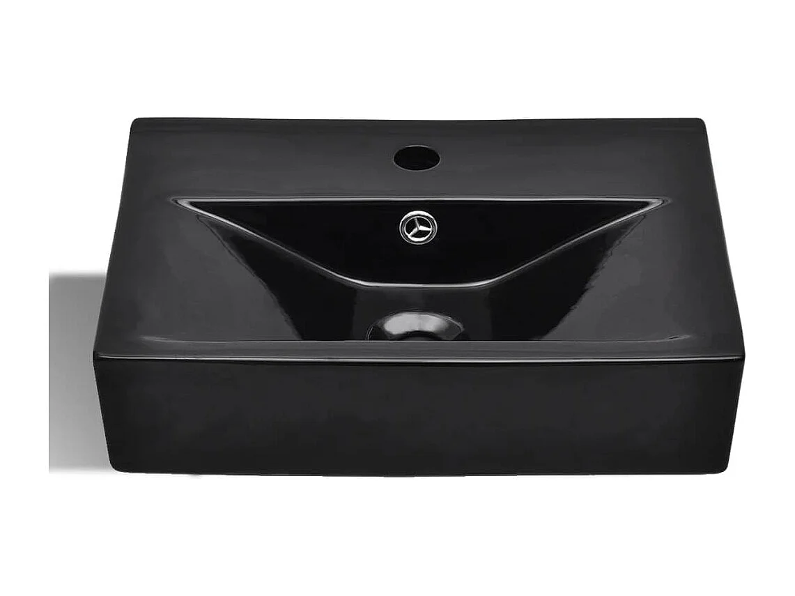 Lavabo con foro troppopieno/rubinetto In ceramica nera per bagno