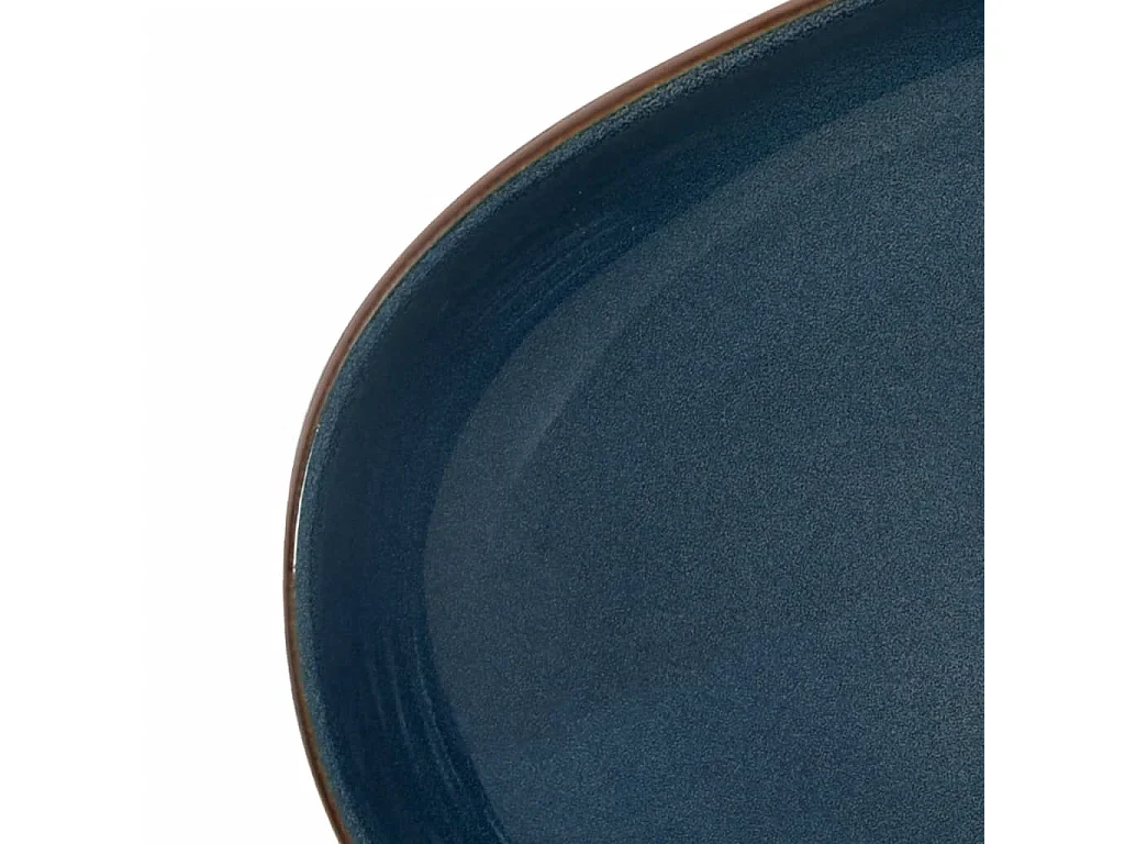 Fregadero sobre encimera ovalado marrón y azul 59x40x14 cm cerámico