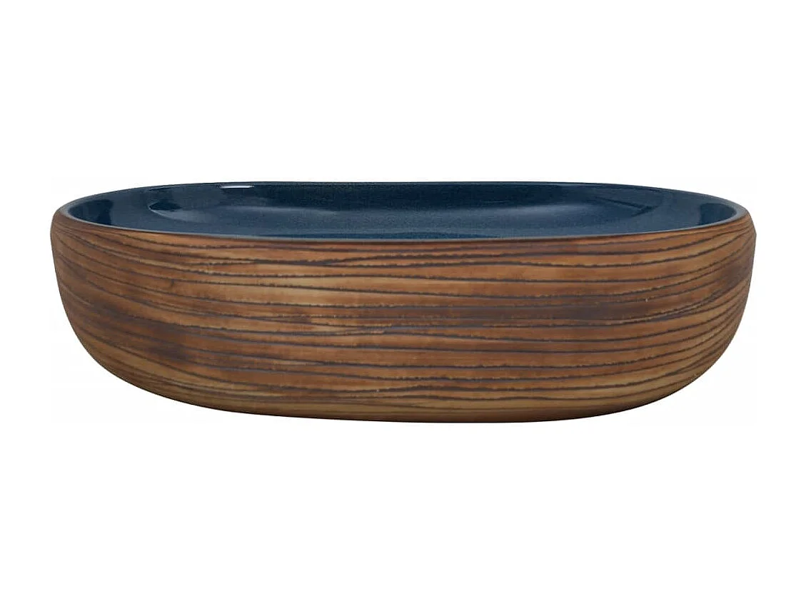 Vasque à poser marron et bleu ovale 59x40x14 cm céramique