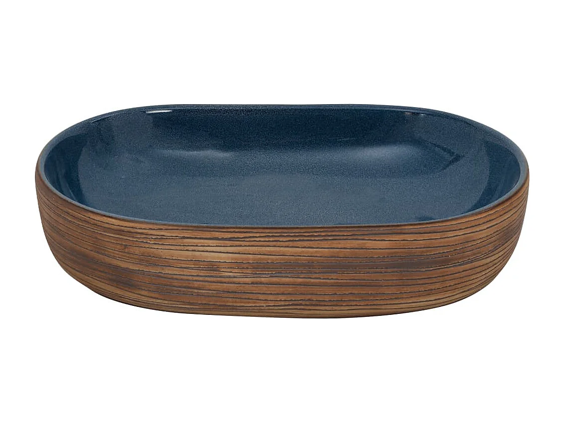 Vasque à poser marron et bleu ovale 59x40x14 cm céramique