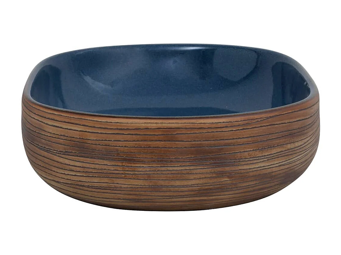 Vasque à poser marron et bleu ovale 59x40x14 cm céramique
