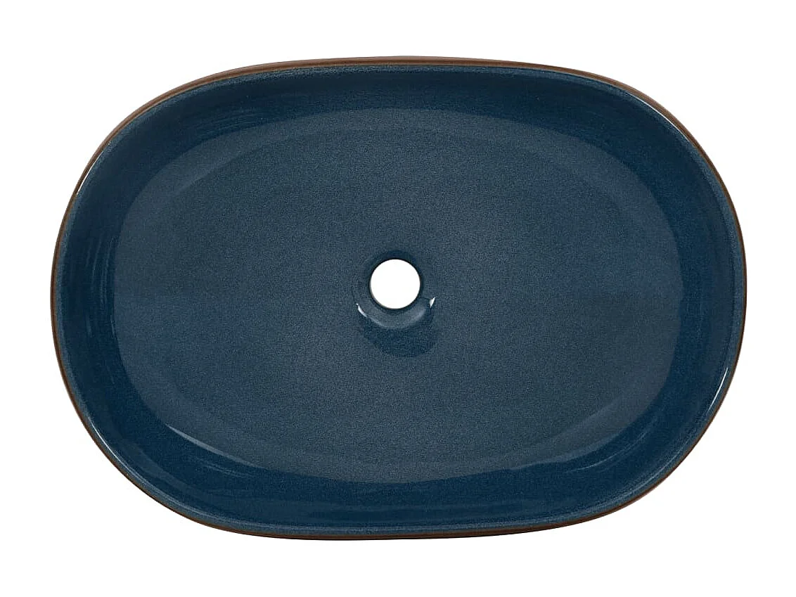 Vasque à poser marron et bleu ovale 59x40x14 cm céramique