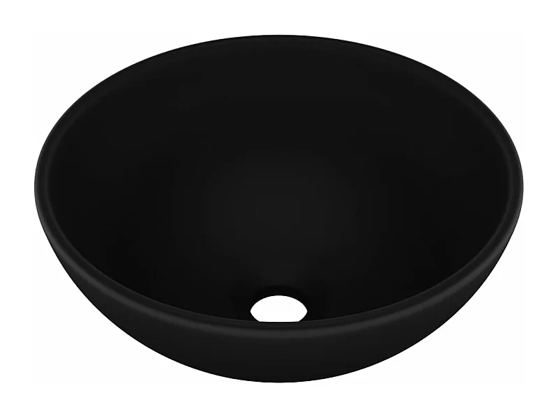 Lavabo bagno rotondo Nero opaco 32,5x14 cm Ceramica