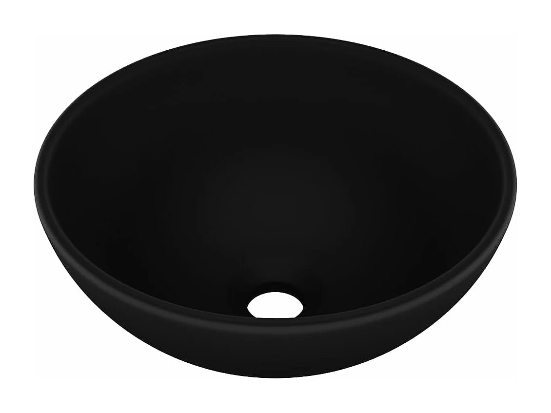 Lavabo rond de salle de bain Noir mat 32,5x14 cm Céramique