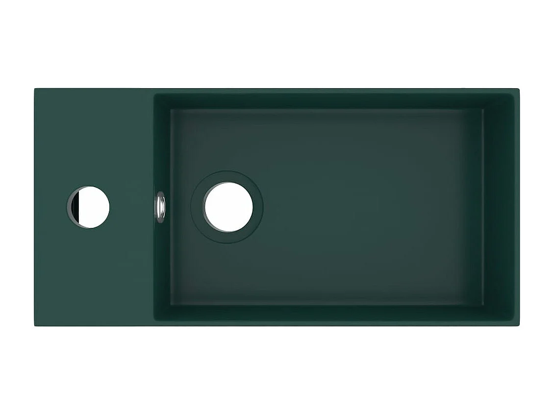 Lavabo de salle de bain avec trop-plein Céramique Vert foncé