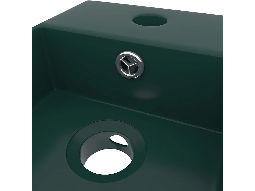 Lavabo de salle de bain avec trop-plein Céramique Vert foncé