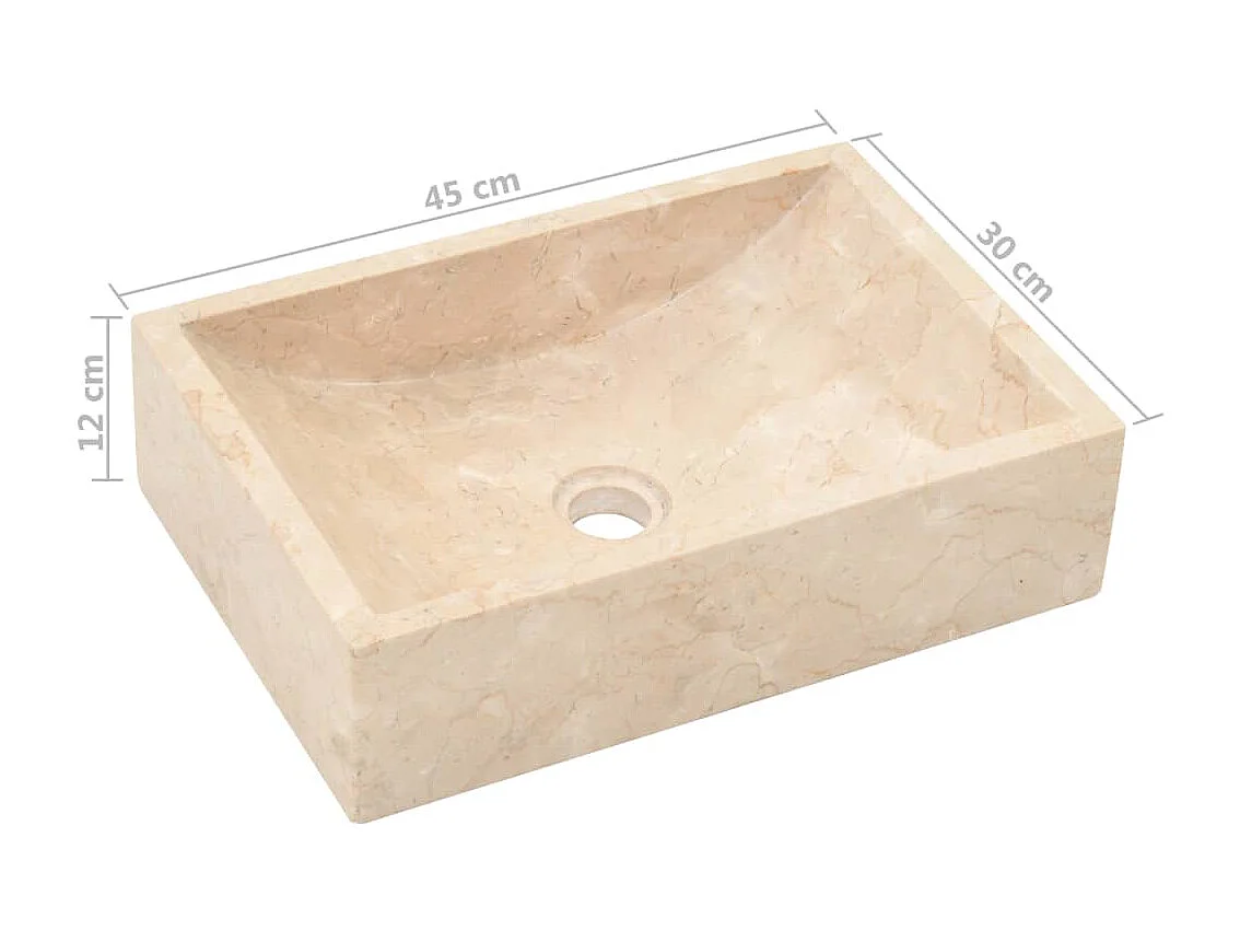 Lavabo 45x30x12 cm marbre crème brillant
