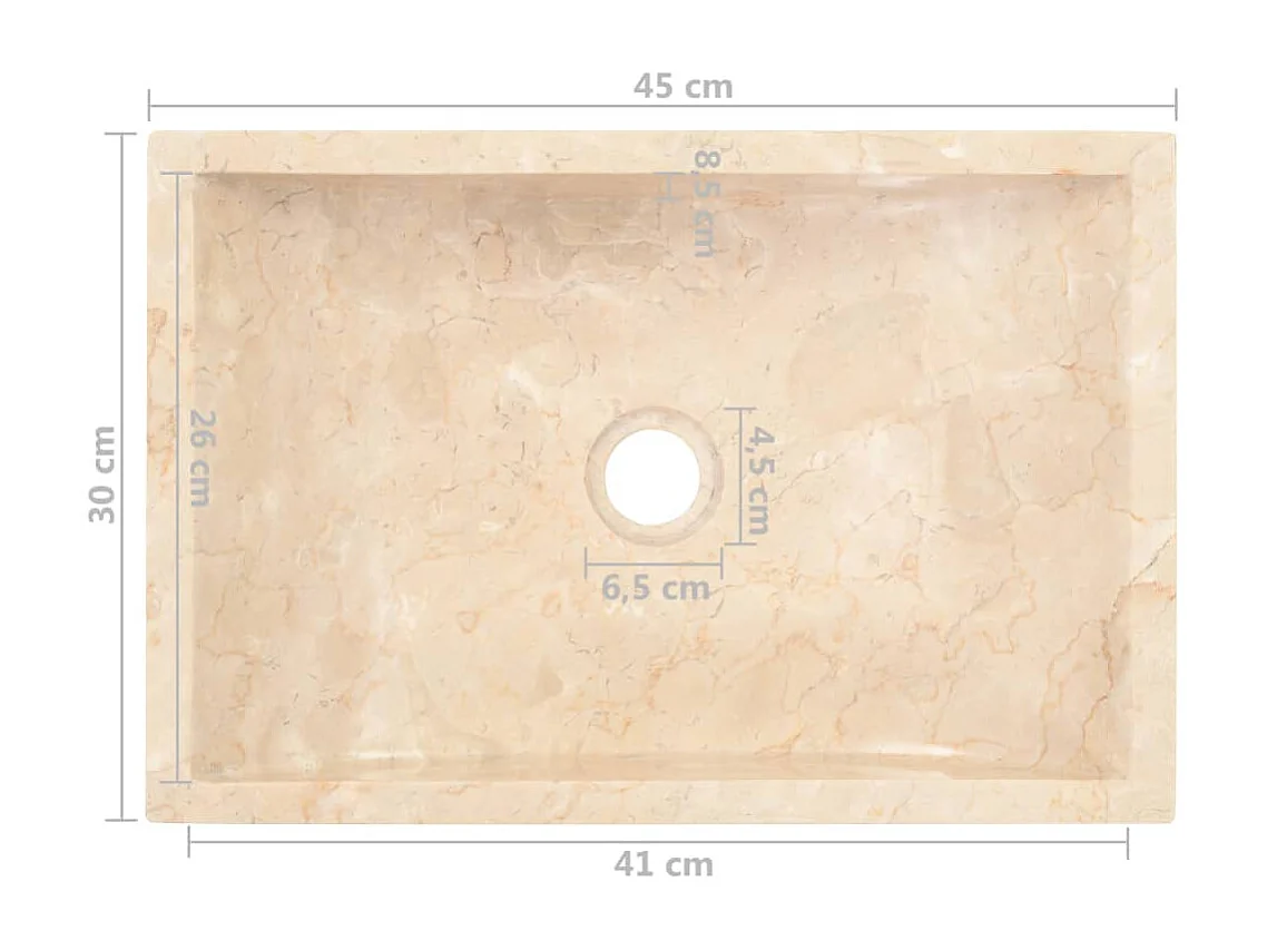 Lavabo 45x30x12 cm marbre crème brillant