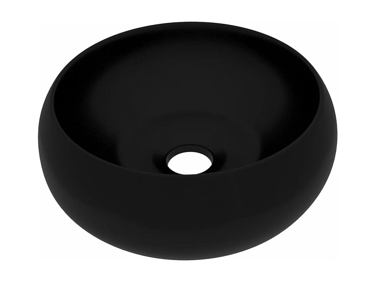 Lavabo rond de luxe Noir mat 40x15 cm Céramique
