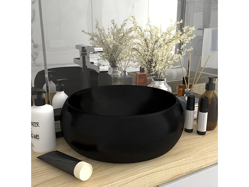 Lavabo rond de luxe Noir mat 40x15 cm Céramique