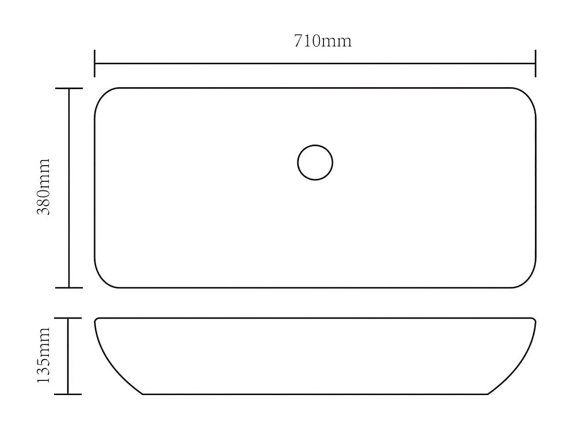 Vasque rectangulaire céramique Noir pour salle de bain